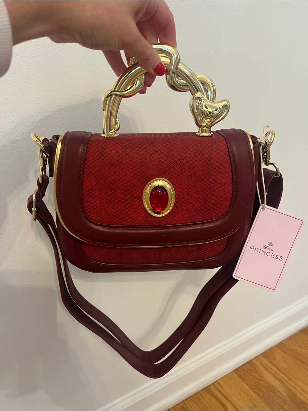 Disney princess Jasmine loungefly Red Leather and Faux-Snakeskin Crossbody Bag